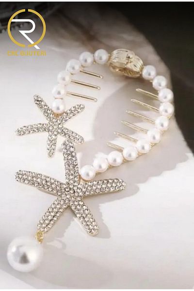 Crc Bijuteri Pearl Starfish Bun Buckle