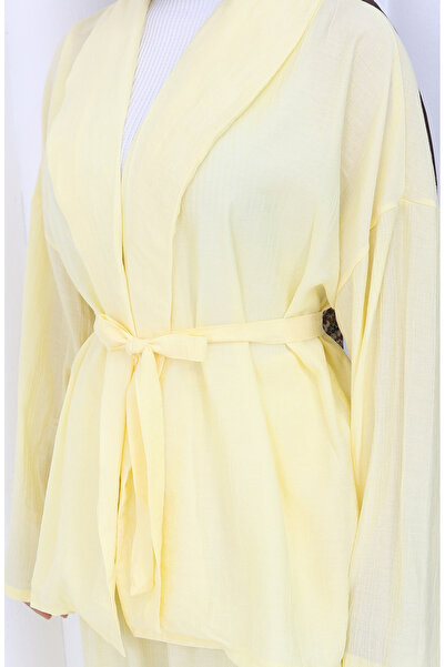 sefamerve Σετ δύο τεμαχίων παντελόνι κιμονό 11322-02 κίτρινο