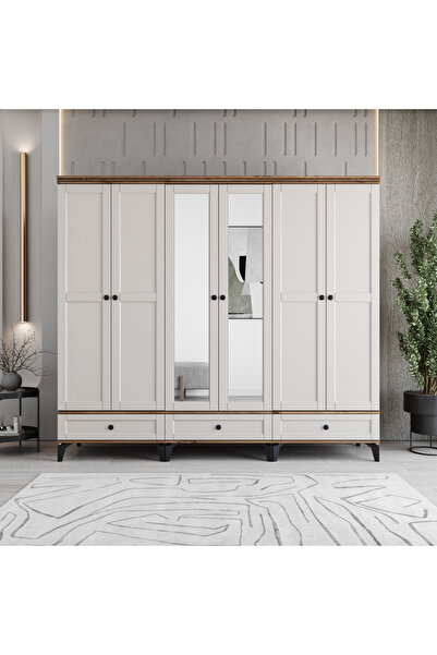 MONZIO Silva 6 Kapaklı Çekmeceli Gardırop %100 MDF