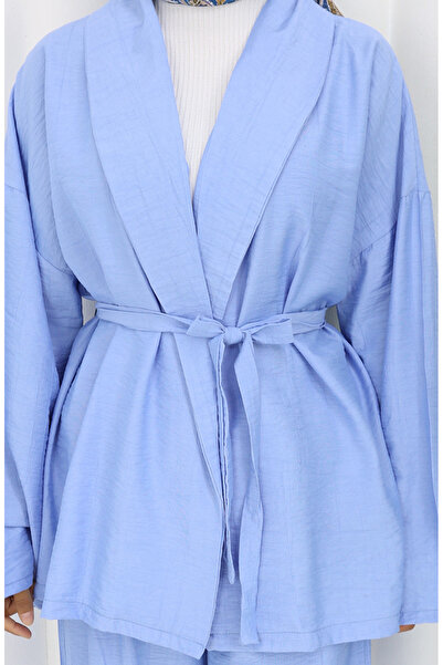 sefamerve Σετ δύο τεμαχίων παντελόνι κιμονό 11322-04 μπλε