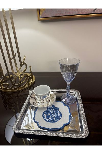 larense Square Silver Twisted Presentation & Tea & Coffee & Promise & Engagement Tray