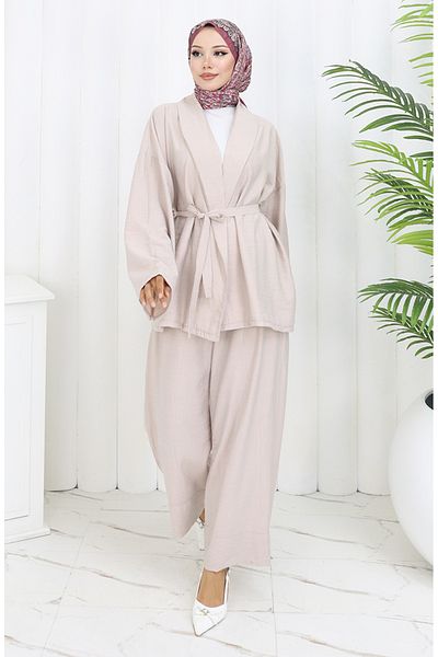 sefamerve Παντελόνι Kimono Σετ δύο τεμαχίων 11322-08 Mink