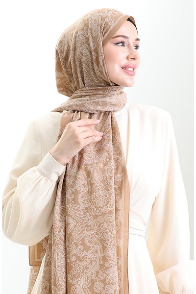 sefamerve Σάλι Mio Crepe με σχέδιο Karaca 81099-08 Soil