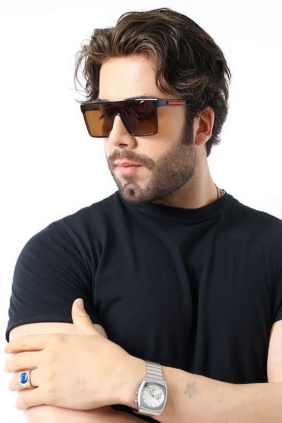 Lozzo Men's Unibody Accessories Brown Polarized Sunglasses 23060 C3 P Yk
