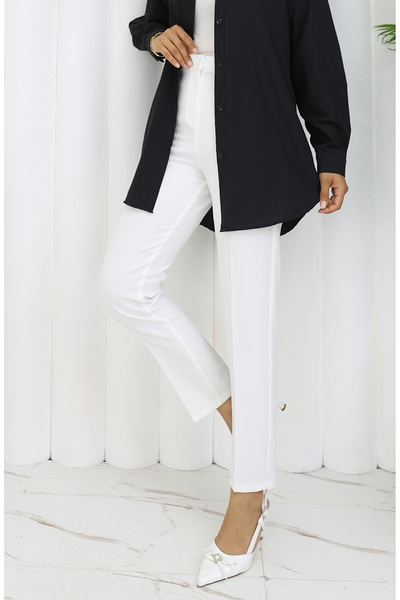 sefamerve Straight Leg Trousers 1154-05 White