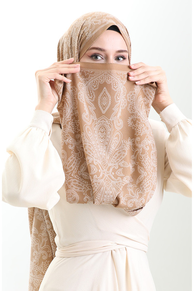 sefamerve Σάλι Mio Crepe με σχέδιο Karaca 81099-08 Soil