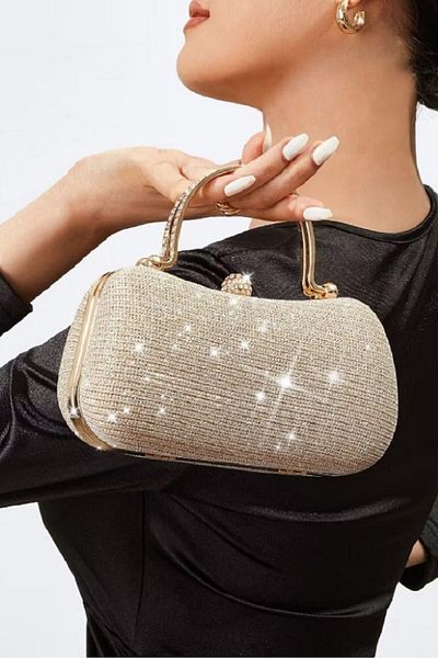 W MAX WM Gold Color Evening Dress Bag Zircon Stone Evening Dress Stylish Bag Is an Elegant Design