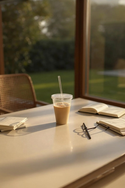 UCR HOME Cam Pipetli Mika Bardak Origami Stil Kapaklı Meşrubat Soğuk Sıcak Ka...