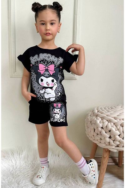 Alinna Girl's Kuromi Set. Yazlik Kuromi Shorts Suit