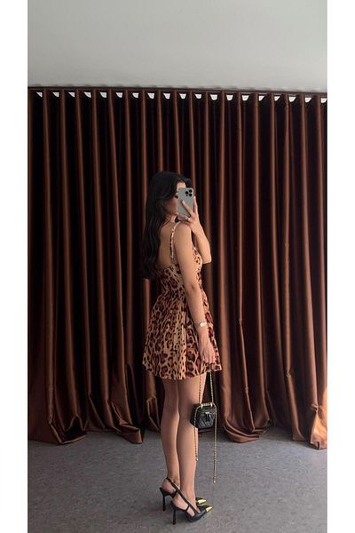 HAZELANNA Velvet Leopard Dress