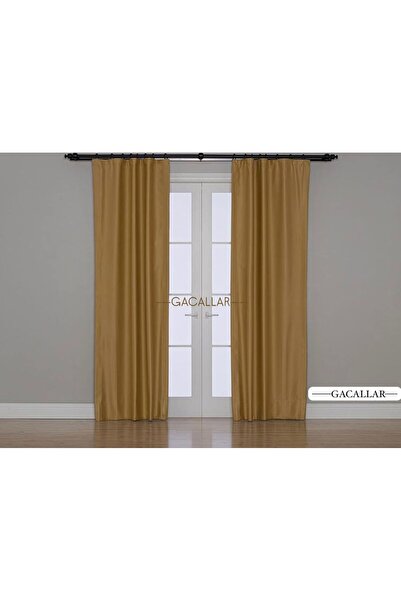 GACALLAR HOUSE Dable Blackout 3 Layer Mustard Color Without Piles (Can Be Used as Day Fonperde Night Sunshield)
