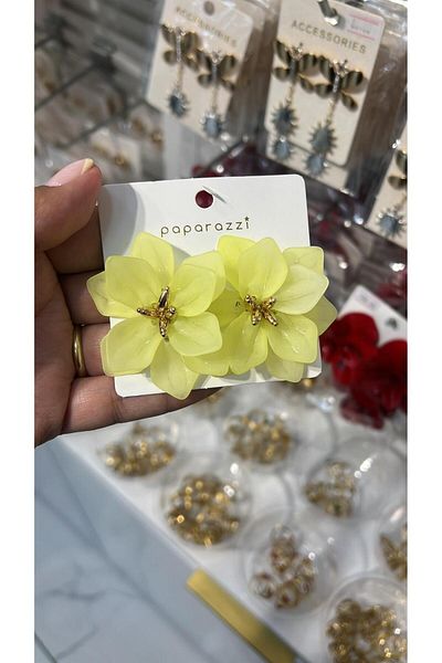 Finery by Nerrs Neon Yellow Flower Earrings
