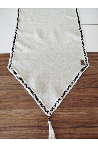 denizli hatırası Natural Organic Cendere Fabric 100% Cotton Laced Runner 50X110 cm