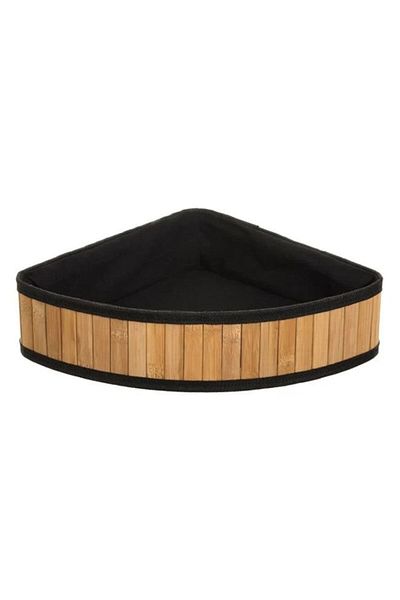 BREZIUM Corner Storage Basket, Bamboo with Fabric, Beige/Black, BREZIUM