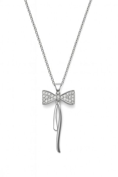 MakeWell Silver Plated Steel Stainless Necklace with Bow Design