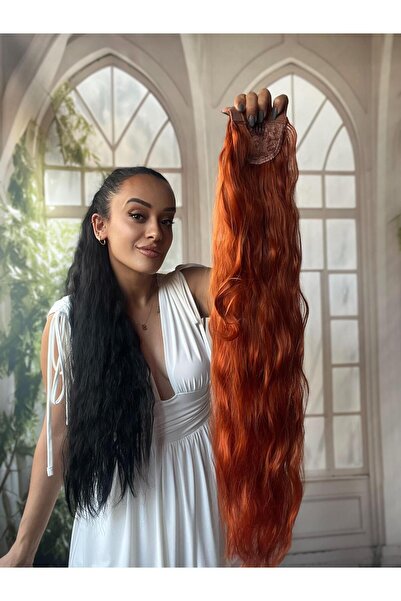 Suzan Peruk Bakır renk At Kuyruğu Saç Bağlamalı Postiş 70 Cm Isıya Dayanıklı ...