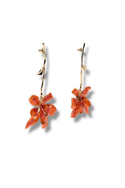Finery by Nerrs Orange Flower Earrings