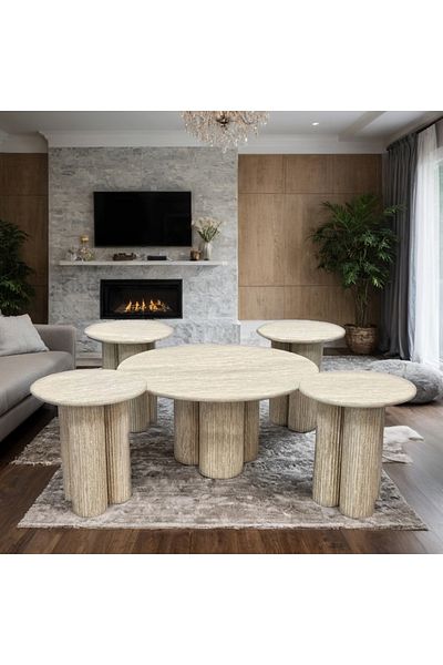 Ch 5-piece wooden tea table set
