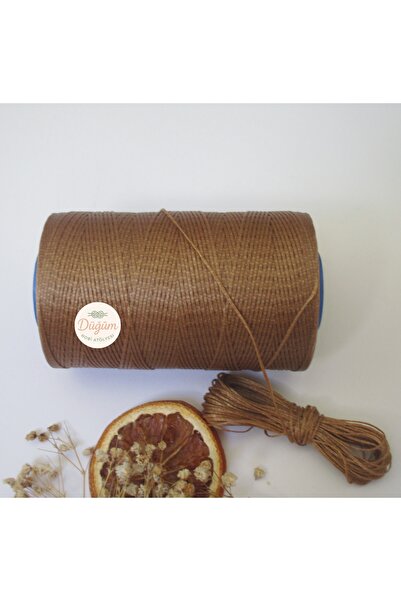 Düğüm Hobi Atölyesi 1 mm Mumlu Taba Rengi 10 metre ip Takı Kolye Deri Dikiş S...