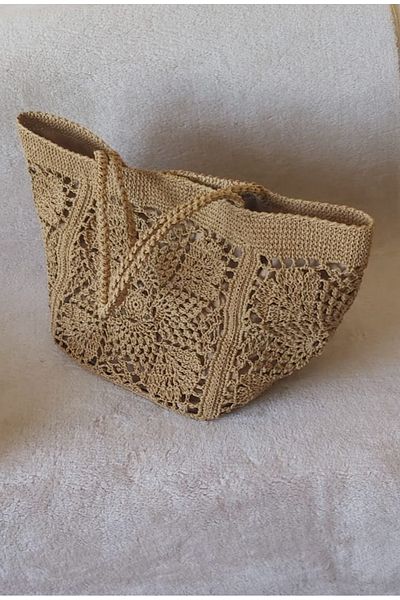 ÇANTA Large Size Women's Shoulder Bag with Paper Rope