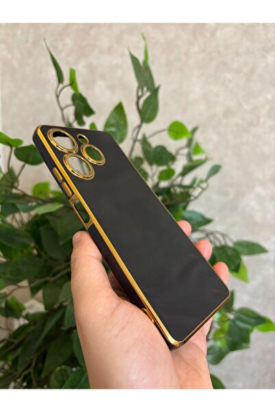 Hatreds Tecno Spark 10 Pro Kılıf Gold Kenarlı Kamera Koruma Çıkıntılı Parlak ...