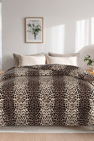 Lorien Leopard Patterned, Jacquard and Printed 100% Cotton Double Pique (Bedding Cover) – 195X235 cm