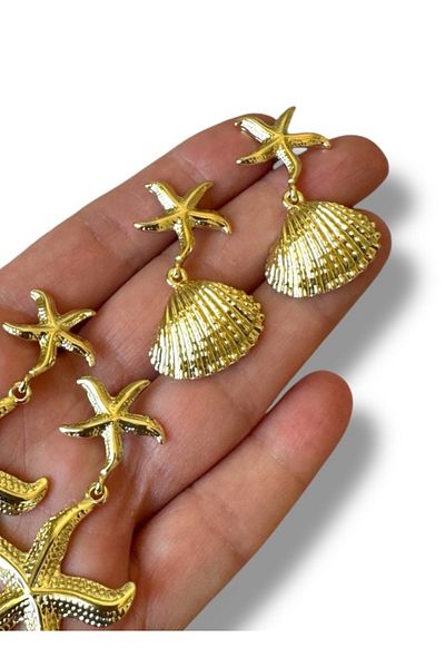 Finery by Nerrs Gold Dangle Seashell Earrings