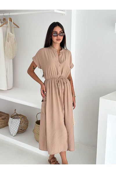 ELBEY Button Detailed Woven Modal Dress
