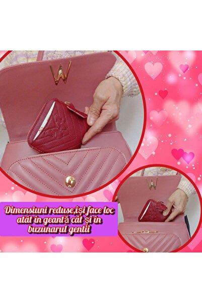 OEM Women's wallet made of burgundy genuine leather, quilted, with 5 slots and a zipper pocket, handmade