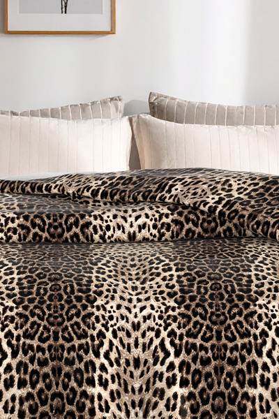 Lorien Leopard Patterned, Jacquard and Printed 100% Cotton Double Pique (Bedding Cover) – 195X235 cm