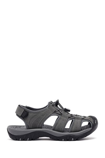 Derimod Men's Gray Leather Outdoor Sandals 25Sfd695914