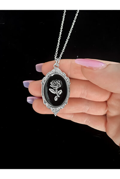 DarkellaStore قلادة على شكل طاولة معدنية على شكل وردة فيكتورية على الطراز القوطي