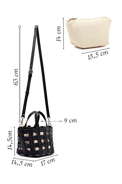 Derimod Women's Black Long Strap Knitted Shoulder Bag 25Sbd284829