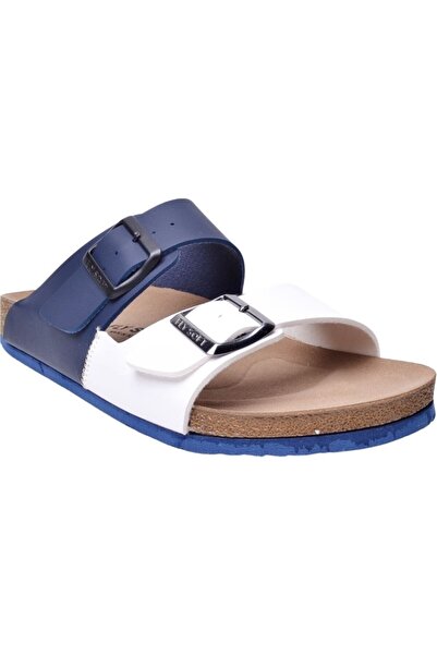 MeCe FLY SOFT Чоловічі тапочки з подвійною пряжкою, біло-сині