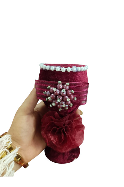 MİRAY FLOWERS HEDİYELİK Bordo Düğün Nikah Takı İçin İğnelik, Kına Gecesi Geli...