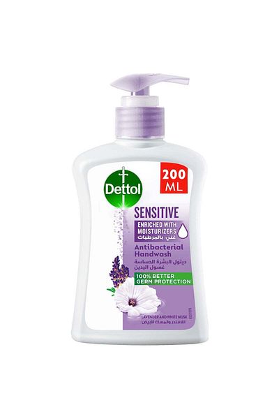 Dettol Liquid Hand Wash Pump for Sensitive Skin with Lavender and White Musk 200ml