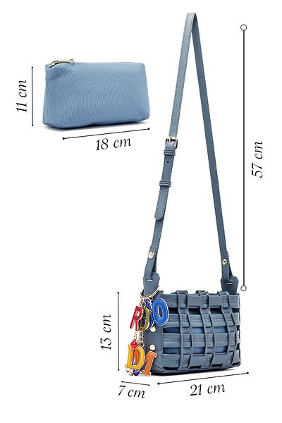 Derimod Women's Blue Long Strap Knitted Crossbody Bag 25Sbd284929
