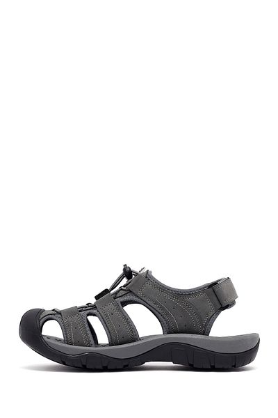 Derimod Men's Gray Leather Outdoor Sandals 25Sfd695914