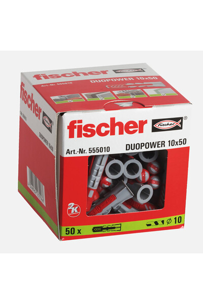 Generic Brand قابس حائط عالمي DuoPower 10 × 50، مثبت نايلون ثنائي المكونات