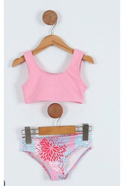 ARBİ kids Girl's Three-Piece Patterned Fashionable Swimsuit Set