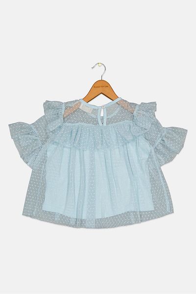 Koton Toddlers Girl Embroidered Dress, Light Blue