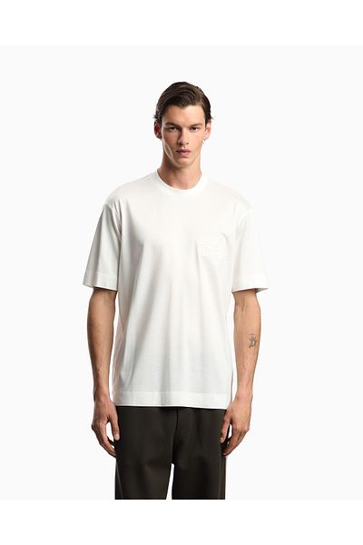 Emporio Armani Men's Cotton Oversize Round Neck Short Sleeve White T-Shirt Em002938 Af18312-U0003
