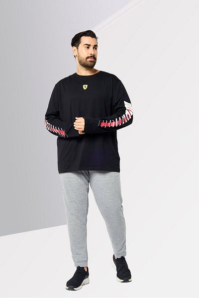 Scuderia Ferrari Men Regular Fit Long Sleeves Outdoor T-Shirt, Black