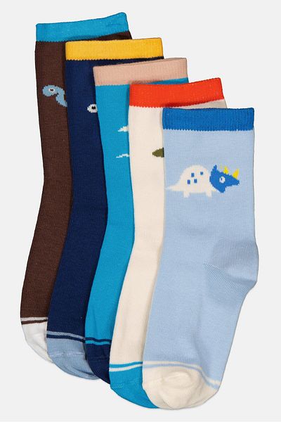 RBX Kids Boy 5 Pairs Graphic Print Crew Sock, Multicolor