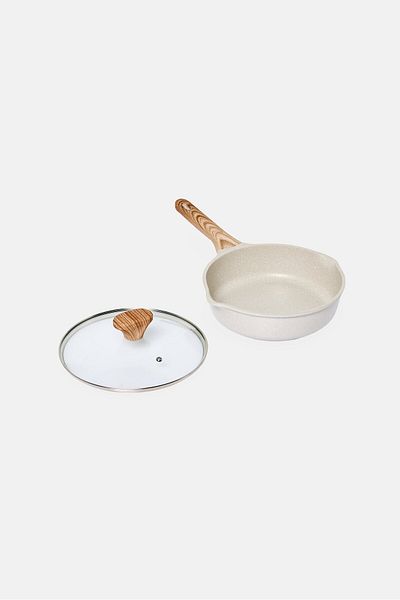 Kathy Ireland Cast Aluminum Casserole Non-Stick Coating Deep Fry Pan 24cm, Grey