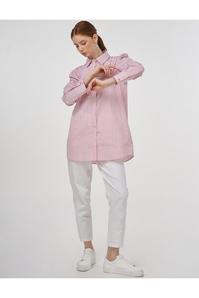 Kayra Pearl Detailed Viscose Tunic Yavruağzı