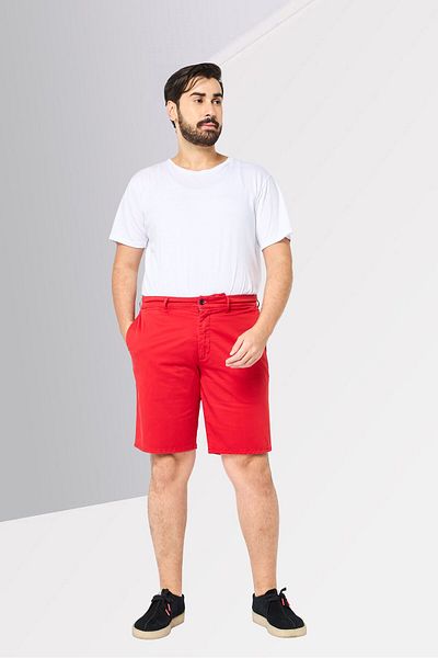 Harmont & Blaine Men Regular Fit Embroidered Logo Chino Shorts, Red
