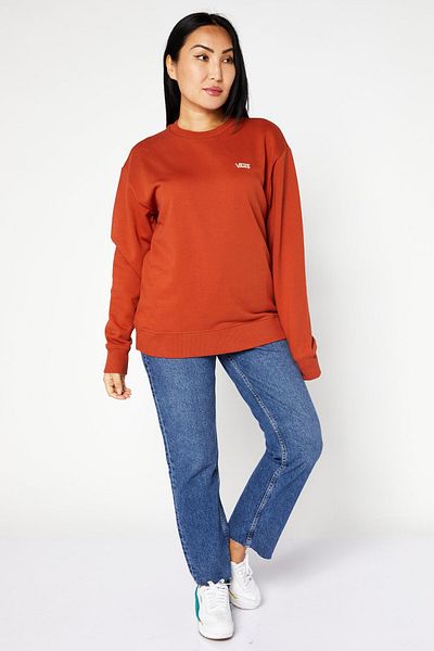 Vans Women Crew Neck Embroidered Logo Sweatshirt, Rust