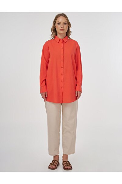 Kayra 100% Cotton Relax Fit Tunic Gelincik