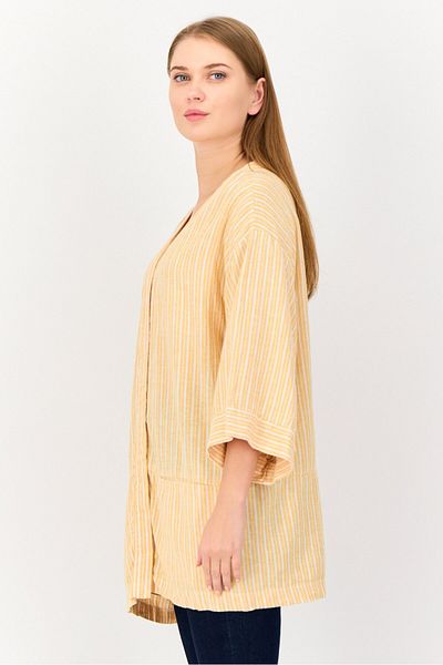 Koton Women Split Neck Stripe Kimono, Multicolor